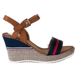 Goodin Keilsandalen braun marineblau mehrfarbig