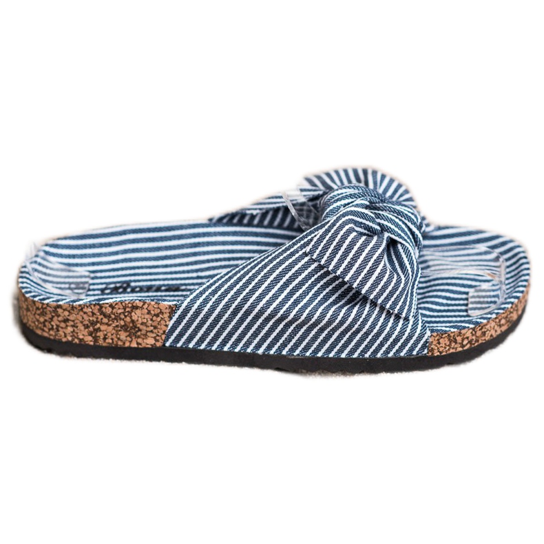 Bona Hausschuhe mit gestreifter Schleife weiß blau