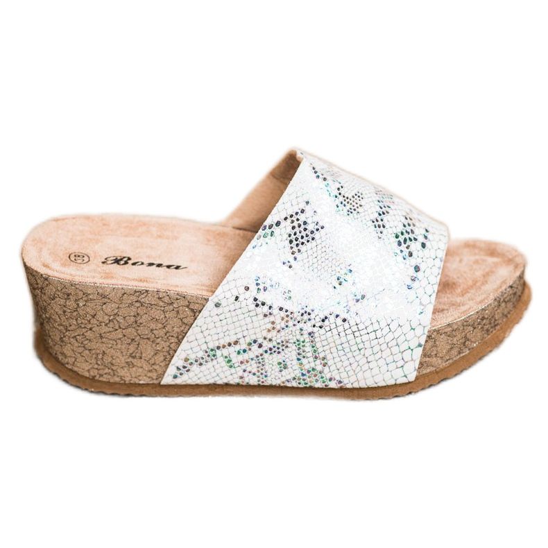 Bona Weiße Keilpantoffeln