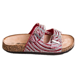 Bona Stilvolle Hausschuhe mit Schnalle rot