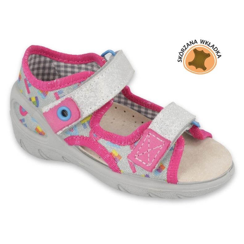 Befado Kinderschuhen Ledereinsatz 065P149 rosa grau