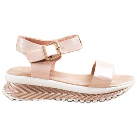 Groto Gogo Sandalen auf der Plattform mit Glitzer beige golden