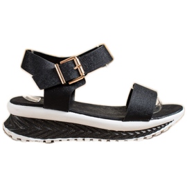 Groto Gogo Sandalen auf der Plattform mit Glitzer schwarz