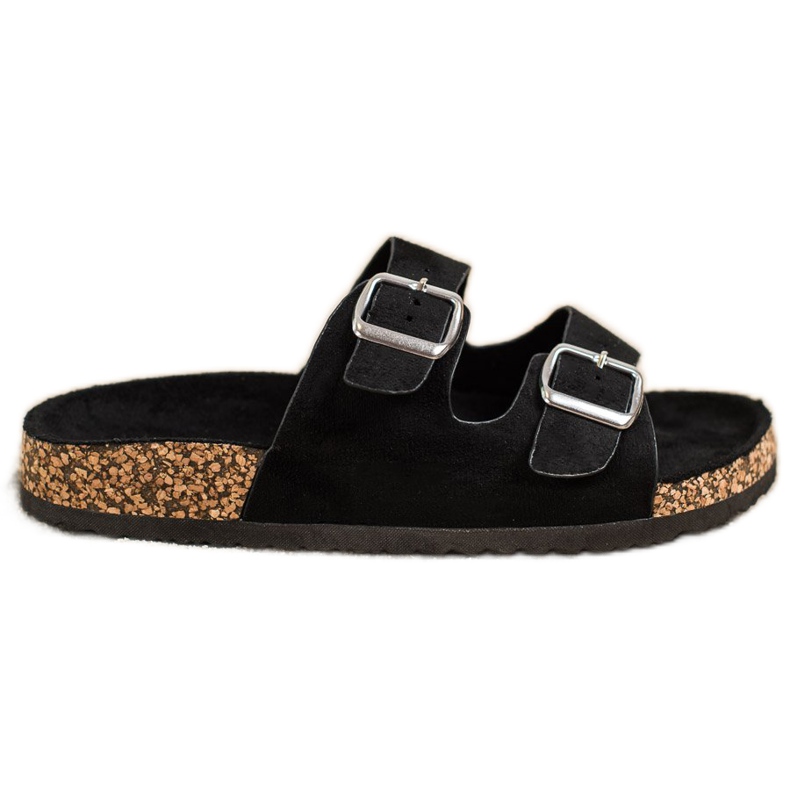 Evento Lässige Hausschuhe mit Schnalle schwarz