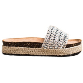 Groto Gogo Silberne Hausschuhe mit Nieten grau