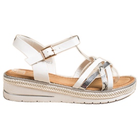 Groto Gogo Modische Sandalen auf niedrigem Keil weiß