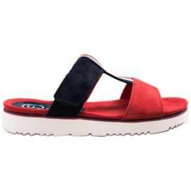Filippo Hausschuhe aus Leder rot marineblau