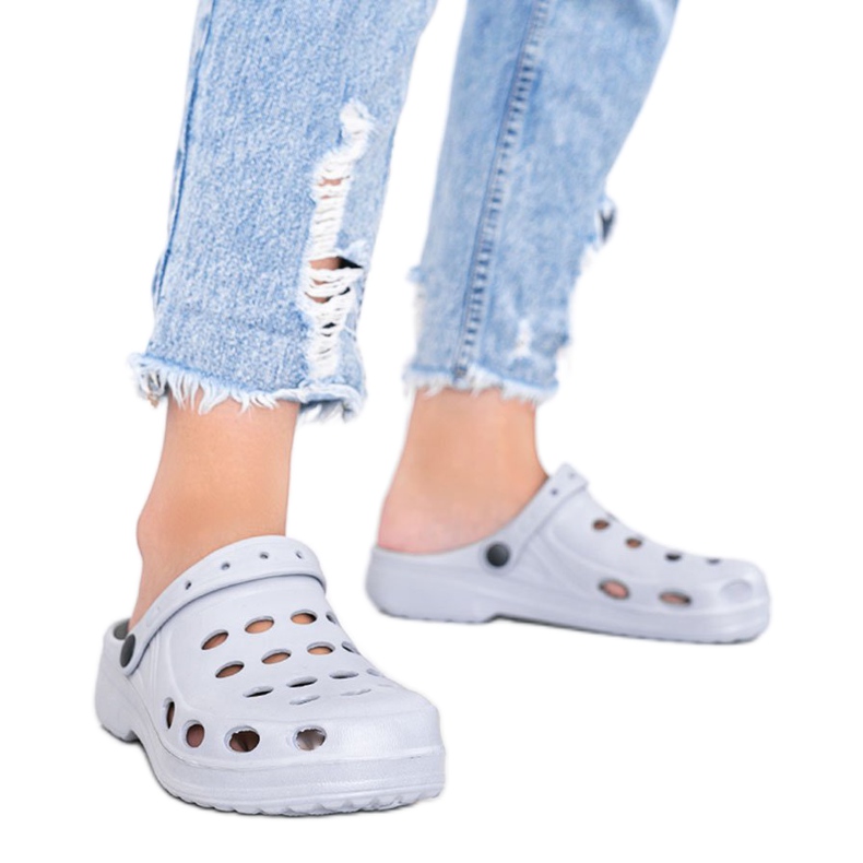 Graue Kroks Hausschuhe für Damen Karolinos