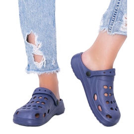 Karolinos marineblaue Kroks Hausschuhe für Damen navy blau