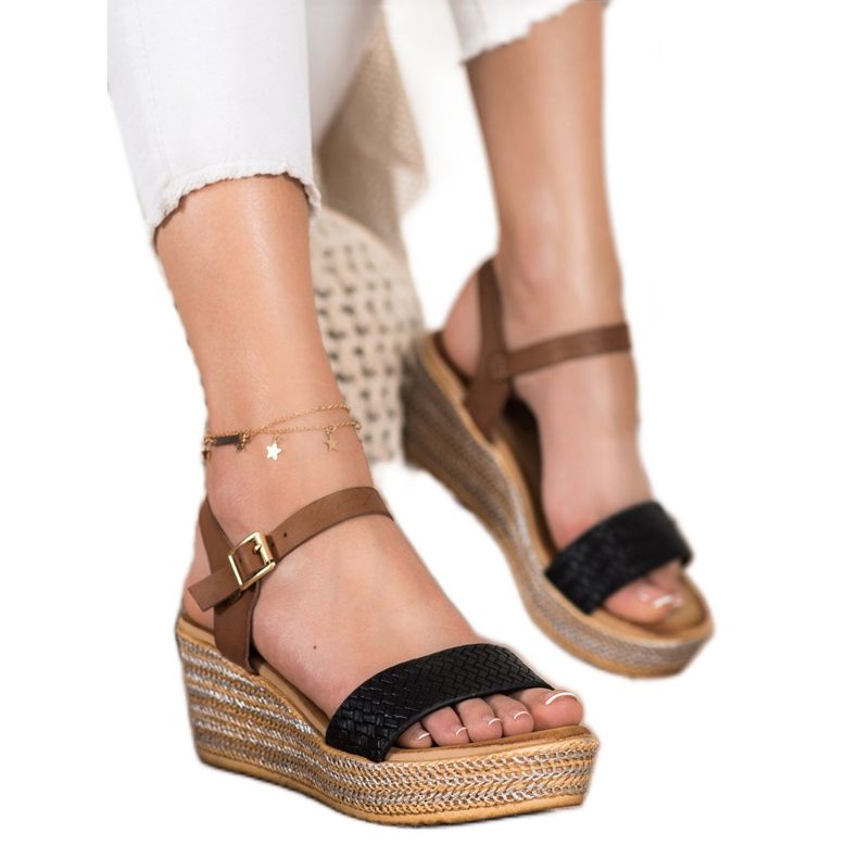 Bona Modische Keilsandalen braun schwarz