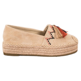 Coura Wildleder-Espadrilles mit Fransen beige