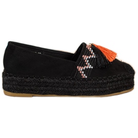 Coura Wildleder-Espadrilles mit Fransen schwarz