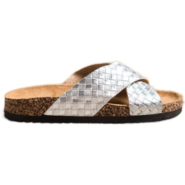 Bona Bequeme Hausschuhe aus Öko-Leder silber-