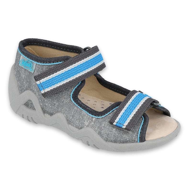 Befado gelbe Kinderschuhe 350P026 blau grau