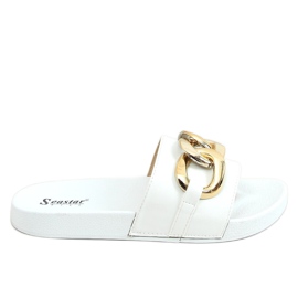 Weiß CK203 Weiße Hausschuhe mit Kette