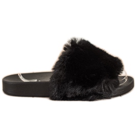 Bona Lässige Flip-Flops mit Fell schwarz