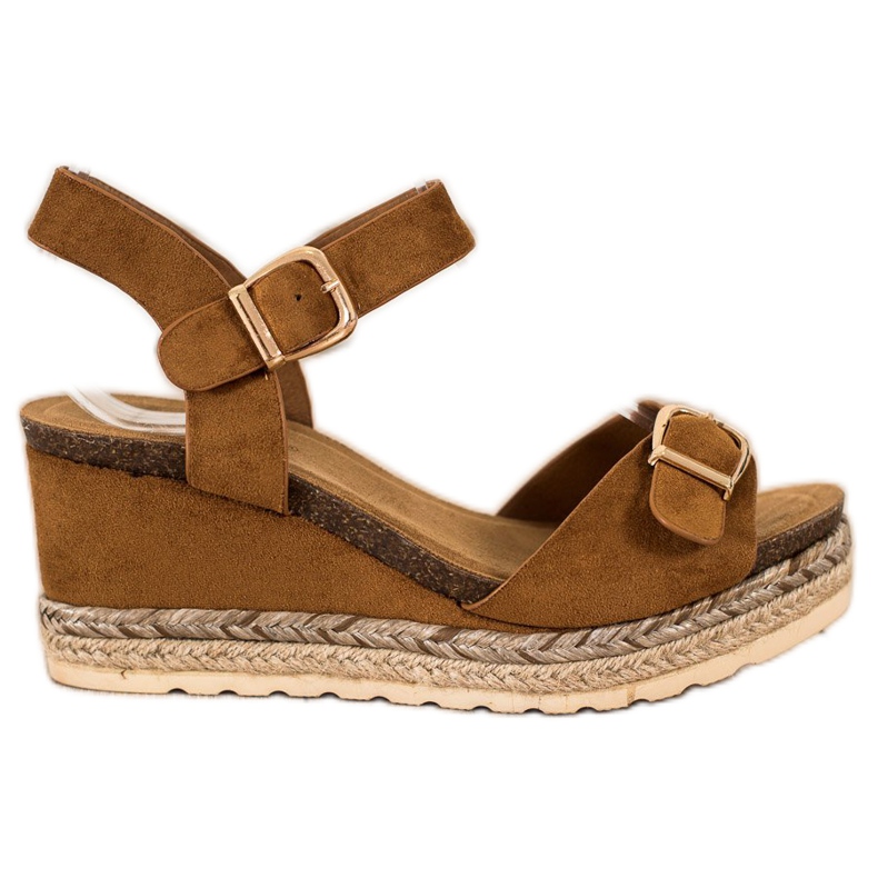 SHELOVET Keilsandalen mit Schnalle braun