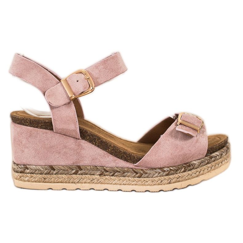 SHELOVET Keilsandalen mit Schnalle rosa