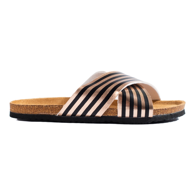 Bona Lässige gestreifte Flip-Flops schwarz golden