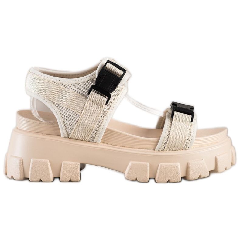 Seastar Sandalen auf der Plattform mit Schnallen beige