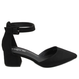 Pumps mit weiten Absätzen schwarz LL76 Black