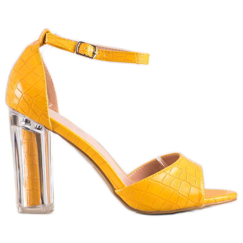 Renda Sandalen mit transparentem Absatz gelb