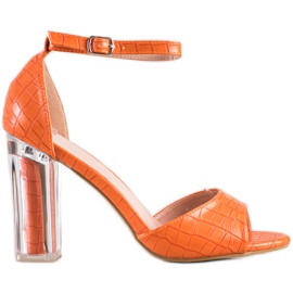 Renda Sandalen mit transparentem Absatz orange