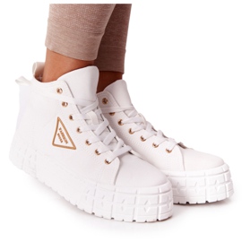 Hohe Sneakers für Damen auf einer weißen Manhattan-Plattform