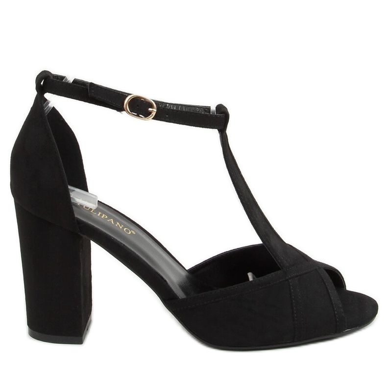 Schwarze Sandalen mit hohen Absätzen P1L1798-3 Schwarz