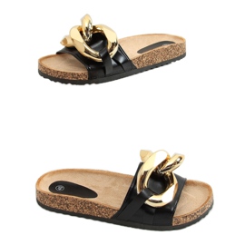 Schwarze Hausschuhe mit dicker Kette schwarz CK201 Black