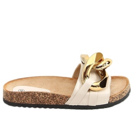 Beige Hausschuhe mit einer dicken Kette CK201 Beige