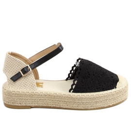 Espadrilles aus schwarzer Spitze 919-4 Schwarz