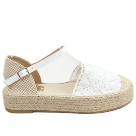 Weiße Spitze Espadrilles 919-4 Weiß