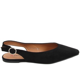 Schwarze Ballerinas mit offenen Absätzen SD01P Schwarz