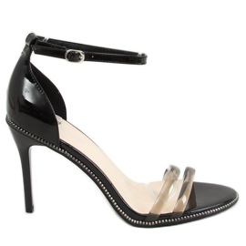 Schwarze Sandalen auf einem hohen Absatz P2L6735-6 Schwarz