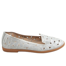 Graue durchbrochene Ballerinas PK01P Silber