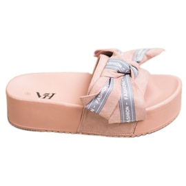 SHELOVET Mode Hausschuhe mit Schleife rosa