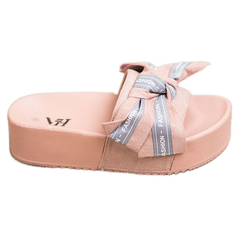 SHELOVET Mode Hausschuhe mit Schleife rosa