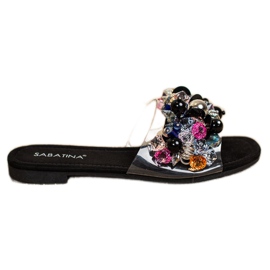 Sabatina Transparente Flip-Flops mit Ozobami schwarz