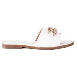 SHELOVET Hausschuhe mit goldener Verzierung weiß