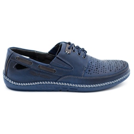 Polbut Herrenschuhe, durchbrochene Loafer J69L marineblau