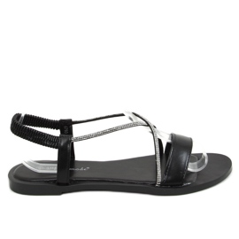 Schwarze Sandalen mit Zirkonia 6793 Schwarz