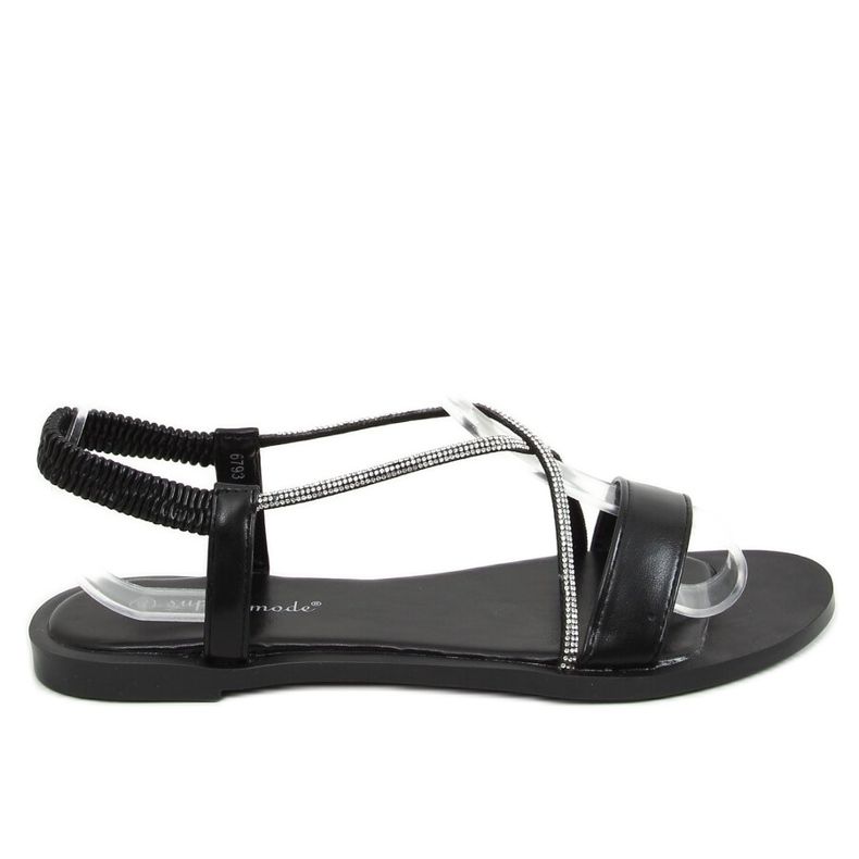 Schwarze Sandalen mit Zirkonia 6793 Schwarz
