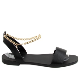 Schwarze Sandalen mit Kette HY23-11 Schwarz