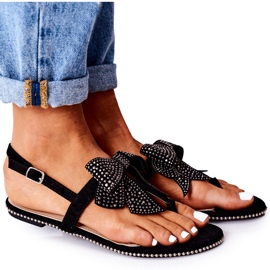 Japanische Sandalen mit Schleife Lu Boo Schwarz