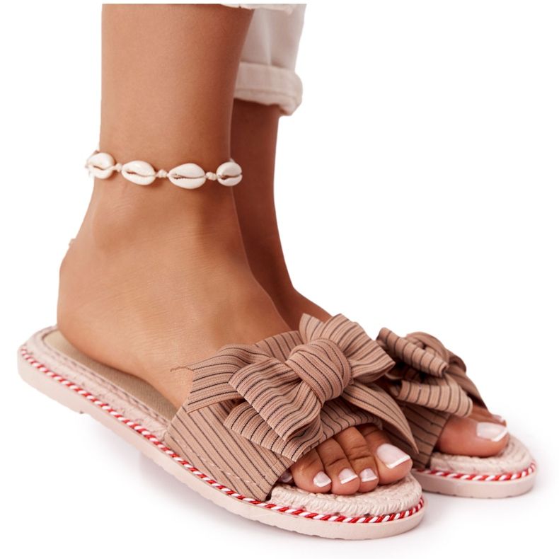 PS1 Braune Gabriell Gummi-Hausschuhe mit Schleife