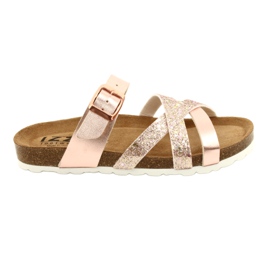 IZZI Goldenes Gold für metallische Flip-Flops-Rop-Flops für Frauen rosa