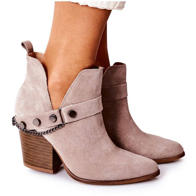 Wildleder Booties On A Bar Lewski Shoes 2880 Cappuccino beige