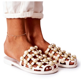 Gummi Hausschuhe mit Perlen Lu Boo Beige