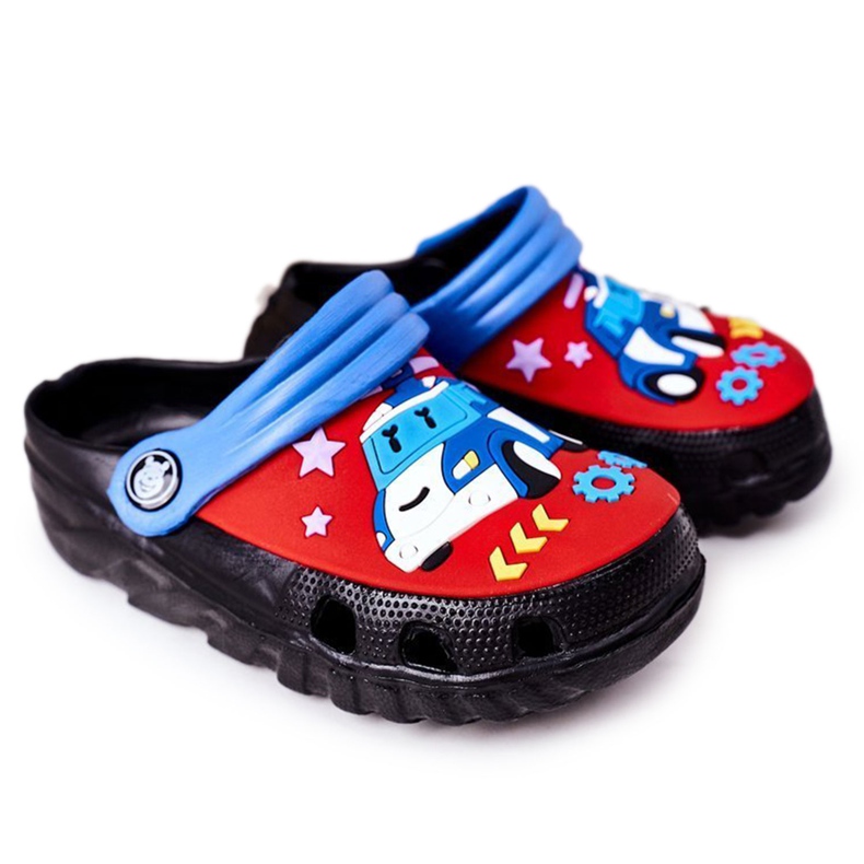 Kinder Hausschuhe aus Schaumstoff Crocs Schwarz Blau Oscar rot